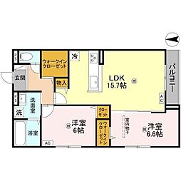 Daiya Soie（ダイヤ ソワ） 3階2LDKの間取り