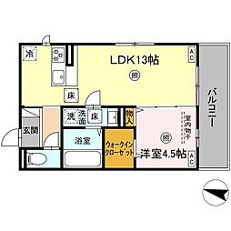 ソラーナI 1階1LDKの間取り