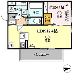 Crest（クレスト） 1階1LDKの間取り