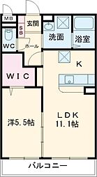 クオーレ日岡 4階1LDKの間取り