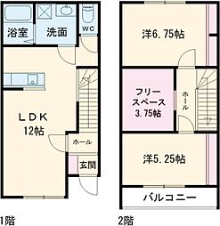 東武桐生線 阿左美駅 徒歩24分の賃貸アパート 1階2SLDKの間取り