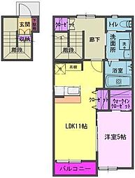 Bolas高田 2階1LDKの間取り