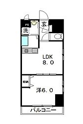 高知インターマンション 7階1LDKの間取り