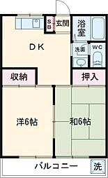 コーポ矢崎 201 2階2DKの間取り