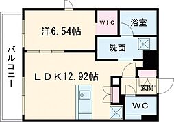 ピオネロ恵庭IV 2階1LDKの間取り