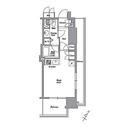 レキシントンスクエア白金高輪 3階ワンルームの間取り
