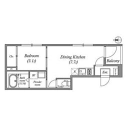 アミティア円町 3階1DKの間取り