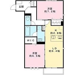 エスペランサI 2階2LDKの間取り