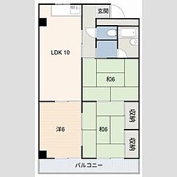 グランドビル永吉 1階3LDKの間取り