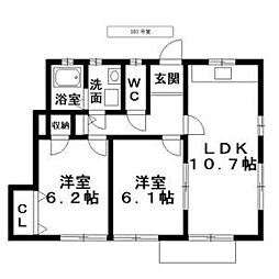 さくら160 1階2LDKの間取り