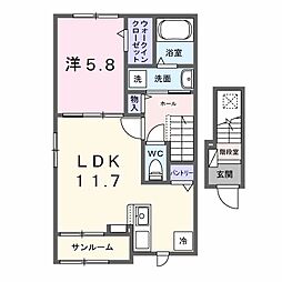 フェリシダ 2階1LDKの間取り