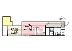 ＦＳあじまテラス 0102 1階1LDKの間取り