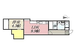 ＦＳあじまテラス 0201 2階1LDKの間取り