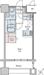 エンクレストベイサイド通り 10階1Kの間取り