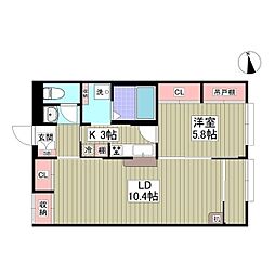 ベガI 1階1LDKの間取り