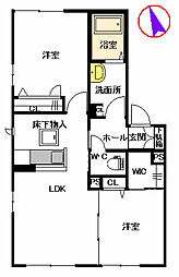 トップスターコート宮崎　Ｃ棟 1階2LDKの間取り