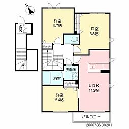 サンミズハ　Ｂ棟 2階3LDKの間取り