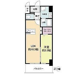 ストーリア茨木(旧トリニティ茨木) 10階1LDKの間取り