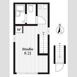 ロータスガーデン毛利 3階ワンルームの間取り