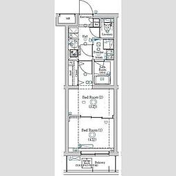ラフィスタ下丸子 5階2Kの間取り