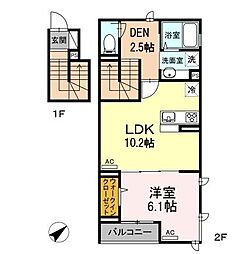 ノーブル・ルミナス笹塚 201 2階1LDKの間取り