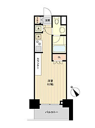 ドゥーエつつじヶ丘 7階ワンルームの間取り