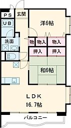 ピエールノーヴァ 1階2LDKの間取り