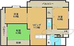 クリスタルマンション 1階3LDKの間取り