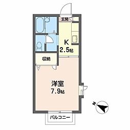 仙台市営南北線 富沢駅 徒歩13分の賃貸アパート 2階1Kの間取り