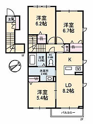 Ｃｅｎｔｒｉｅｖａ　Ｂ棟 2階3LDKの間取り