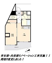 ＯＮＥ　ＲＯＯＦ　ＦＬＡＴ　ＮＩＳＨＩＷＡＳＥＤＡ 6階1DKの間取り