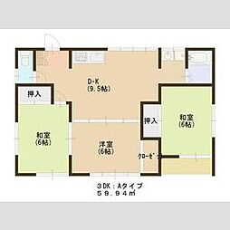 ハイツ山田C棟 2階3DKの間取り