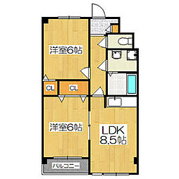 レナジア三郷 503 5階2LDKの間取り