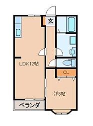 ワイルドローズ 1階1LDKの間取り