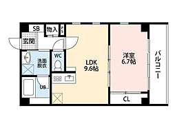 グレース愛宕 7階1LDKの間取り