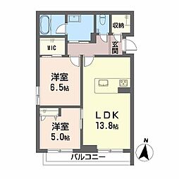 シャーメゾンHARU 2LDKの間取図画像