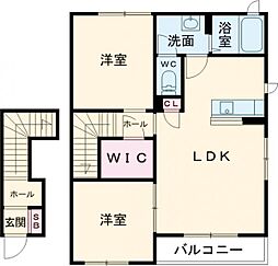グリーンゲイト　IV棟 2階2LDKの間取り