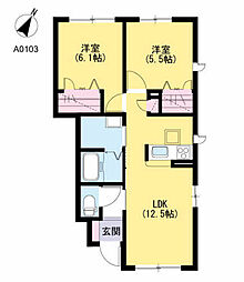クレストールアベニュー　I棟 1階2LDKの間取り