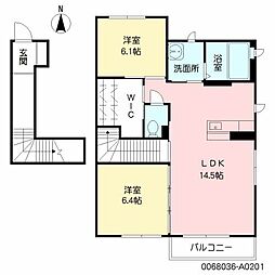 クレセオ　ブレス　I番館 2階2LDKの間取り