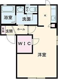 ラビアンローズIII　Ｂ棟 1階1Kの間取り