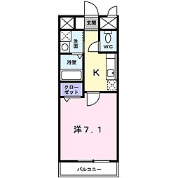 アーバン御陵 2階1Kの間取り