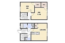 Fortuna四御神A棟 1階2LDKの間取り