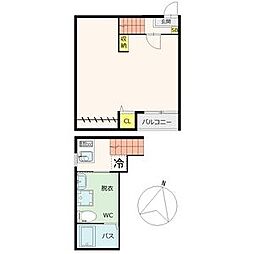 Casa Felice 通町 2階1Kの間取り