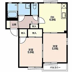 Ｍｉｌｌｅｎｎｉｕｍ　Ｓｔａｒ 1階2DKの間取り