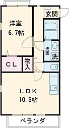 グランジール 106 1階1LDKの間取り