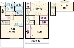 プロスペラールI 1階2LDKの間取り