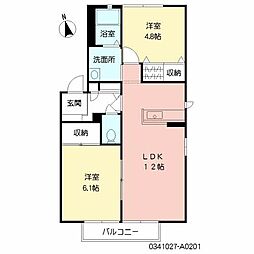 Ｓｕｎｎｙ　ｃｏｕｒｔ　屋野　II棟 2階2LDKの間取り