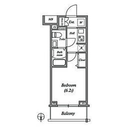 GENOVIA大崎skygarden 3階1Kの間取り