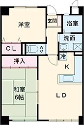 ユートピアタウンII 5階2LDKの間取り