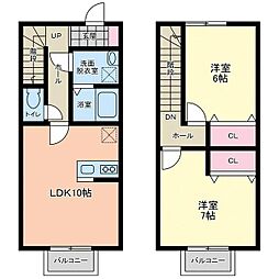 プレステージII 1階2LDKの間取り